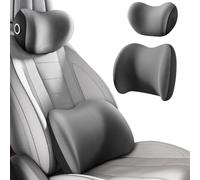 VALCLA Coussin Lombaire Voiture et Appui-Tête pour Dacia Duster 2000-2023, Oreiller de Soutien Cou et Dos, Coussin Siège Auto Respirant Anti-Plis Confort,B Grey