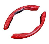Valcla Couvre Volant Voiture pour Ford Puma Ranger S-Max Shelby Streetka, 2 Pièces Protection de Volant Segmentée en Fibre de Carbone Respirant Antidérapant, Housse de Volant Durable,B Red