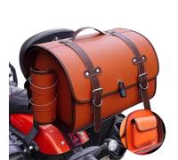 Valcla Sacoche de Selle Moto pour Benelli ZenZero 350 2012-2016, Sac Moto Étanche en Cuir Grande Capacité, Sacoche de Selle Arrière, Bagagerie Moto Voyage,D Orange+Brown