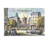 VALDEIG Paris Aimant de réfrigérateur - Moulin Rouge 1935 - Souvenir de France - 8 x 5,5 cm - Idéal comme Souvenir de Paris, aimants pour Enfants, aimants de réfrigérateu