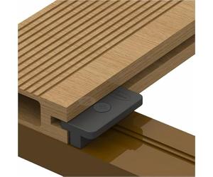 VALDERN Lot de 200 clips de terrasse composites en plastique avec vis | Fixations cachées WPC T, noir, 48 x 38 x 11 cm