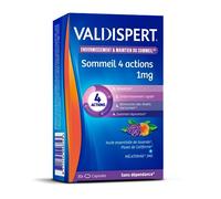 VALDISPERT - Complément Alimentaire Sommeil Mélatonine 1mg - 4 Actions - Sommeil Complet - Programme 30 Nuits - 30 Capsules Liquides