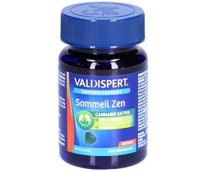 VALDISPERT - Endormissement Gommes Sommeil Zen Complément alimentaire à la Mélatonine 1,9mg, Cannabis Sativa, Camomille Goût citron et vert Sans accoutumance 30 Gomme Aux Fruits pc(s)