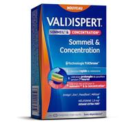 VALDISPERT - Sommeil & Concentration - Complément alimentaire tricouches - Mélatonine 1,9mg, Ginkgo, Zinc, Mélisse, Passiflore - Sans gluten, sans lactose - 24 comprimés