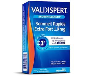 VALDISPERT - Sommeil Rapide - Mélatonine Extra Fort 1,9 mg - 40 nuits | Aide à s'endormir rapidement - Libération en 1 minute de la mélatonine - Complément alimentaire - 40 gélules orodispersibles