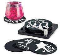 Valdivia Sous-verres en vinyle pour boissons avec lecteur, ensemble de 6 sous-verres légendaires de musique, décor d'appartement cool, cadeaux de pendaison de crémaillère pour nouvelle maison, cadeaux