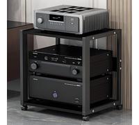 Valdoza Meuble Chaine HiFi Armoire De Rack Audio, Support Multimédia À 2/3 Niveaux avec roulettes, Étagère Ajustable Support Vidéo Mobile for Salon, Bureau, Home Cinéma(2-Layer)