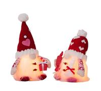 Vale Nain de Saint Valentin - Nains d'elfes sans Visage sans Visage avec lumières LED, en Peluche Douce pour Accessoires de scène saisonnière, pièces centrales pour Manteau de cheminée