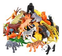 ValeforToy Lot de 54 mini figurines d'animaux de la jungle, plastique réaliste en vinyle sauvage pour garçons et filles, enfants, tout-petits, forêt, petite décoration de cupcake