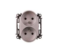 Legrand Prise double en aluminium Valena Life 16A (753390), Bouton + interrupteur