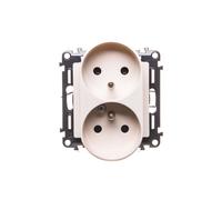 Legrand VALENA LIFE prise double 2P+E avec fermeture crème (7532900), Bouton + interrupteur, Blanc