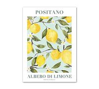 Valence Orange Positano Citron Fleurs Feuilles Mur Art Impression Toile Peinture Nordique Affiche Photos Salon Décor 40x60cm (16x24in) Sans Cadre