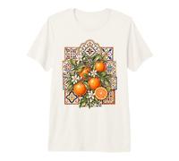 Valence Oranges Espagne Andalouse Carreaux Côte T-Shirt Haut de Gamme
