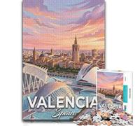 Valencia Cityscape with Modern Architecture Puzzle en Bois, 300 pièces | Cadeau de Noël pour amateur de puzzle avec moment puzzle seul ou à plusieurs pendant le temps libre.