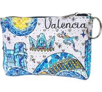 Valencia Sac à main et porte-monnaie avec porte-clés et fermeture éclair Motif trencadis à paillettes Souvenir et cadeau original de la Cité des arts et des sciences