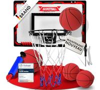 VALENESS® Mini Panier de Basketball Intérieur [pour Porte & Mur] - Petit Panier de Basket avec Fonction Dunk, 4 Ballons, Pompe & Accessoires de Fixation - pour Enfants et Adultes