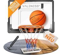 VALENESS® Panier de basket-ball Indoor et Outdoor - Panier de basket-ball stable pour montage mural - Set de paniers de basket-ball avec matériel de montage, pompe et ballon