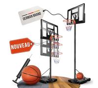VALENESS® Panier de Basketball extérieur - [135 à 305 cm] Panier de Basketball réglable en Hauteur et résistant aux intempéries - Panier de Basketball extérieur avec Ballon et Pompe pour