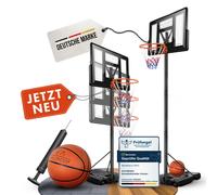 VALENESS® Pied de basket-ball extérieur - Pied pour panier de basket-ball réglable en hauteur et résistant aux intempéries - ballon extérieur et pompe de qualité supérieure inclus