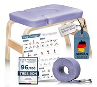 VALENESS® Tabouret de Yoga Poirier - Chaise de Yoga de Qualité Supérieure avec Sangle Yoga, Bloc Yoga et Poster Exercice - Chaise de Yoga pour Exercices de Poirier en Bois - Equipement Yoga Maison