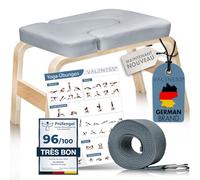 VALENESS® Tabouret de Yoga Poirier - Chaise de Yoga de Qualité Supérieure avec Sangle Yoga, Bloc Yoga et Poster Exercice - Chaise de Yoga pour Exercices de Poirier en Bois - Equipement Yoga Maison