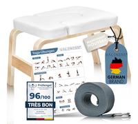 VALENESS® Tabouret de yoga,Tabouret de yoga de qualité supérieure avec sangle de yoga,Chaise de yoga pour exercice de main en bois naturel massif,Équipement de yoga pour la maison