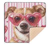 Valenrine's Day Dog Pink Rose_1 Tapis de jeu rembourré doux pour bébé Tapis de jeu confortable pour bébé et nourrisson 127 x 127 cm