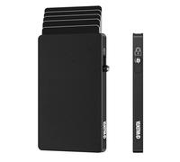 Valenta MagSafe Protection de carte en aluminium avec éjecteur pour iPhone, jusqu'à 7 cartes, design minimaliste, super fin, blocage RFID, aimant extra puissant, aluminium robuste, Noir , Minimaliste