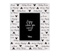 VALENTI & CO. - Disney Mickey et Minnie - Cadre en bois 15 x 20 cm - Cadre photo de table avec détails en argent - Idée cadeau pour bébé ou cadeau baptême - Cadre photo pour chambre d'enfant