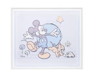 VALENTI & CO. - Disney Mickey Mouse - Tableau en bois imprimé 45 x 39 cm avec détails argentés - Décoration murale, idée cadeau nouveau-né ou cadeau baptême pour chambre d'enfant