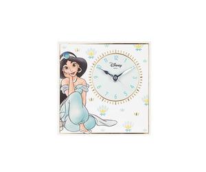 VALENTI & CO. - Disney Princess Jasmine - Horloge à Poser ou à Suspendre en Bois avec détails argentés - Idée Cadeau Naissance Fille ou Cadeau Baptême - Horloge Murale pour Chambre d'enfant