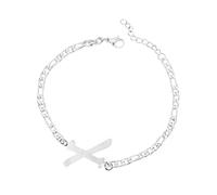Valentin 4 Perle Message Bracelets Anneaux acier plaqué argent Bracelet en acier Dainty Bracelet en acier Délicat Disque Bracelet pour femmes filles Avec Noir Pierres Classique Bracelet (X, One Size)