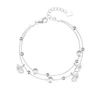 Valentin En Perles Inoxydable Classique Bracelet Bracelets For Women Butterfly/Beads//Cute Charm Anklet Gold Plated Layered Chain Anklets For Women Plusieurs Homme Bracelet Pour (Silver, One Size)