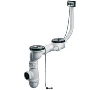 Valentin - Ensemble évier grès avec 2 bondes à bouchon et trop plein latéral