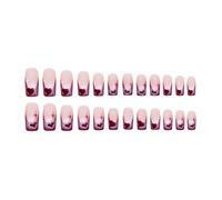 Valentin Saint-Valeur Love Heart Press On Nails Square Glossy French Tip Acrylique Stick On Nails Manucure For Women And Girls Saint-Valentin