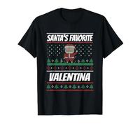 Valentina préférée du Père Noël. Nom Amusant de la Saint-Valentin T-Shirt Graphique avec Valeur, Homme, Noir, M