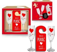 VALENTINE 24 - set de 2 coupes de champagne et accroche-porte - Me with you. Toi avec moi. S'il vous plaît, frappez... Nous frappons aussi