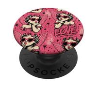 Valentine Angel Heart Lunettes de Soleil Rose Love Cute Retro Y2K PopSockets PopGrip Adhésif