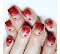 Valentine Appuyez Sur Des Ongles Carrés Faux Ongles Glossy Designs Faux Couvertures Complètes Acrylique Artificiel 24pcs 12Sizes Stick Sur Un Ongle