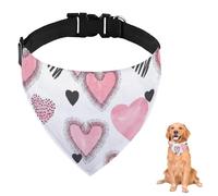 Valentine Bandana pour chien en forme de cœur rose avec sangle réglable et anneau en D pour animal domestique, accessoire pour chiens, chiots, chats, décoration lavable en machine