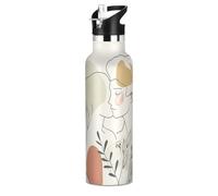 Valentine Cartoon Lover Bouteille d'eau isotherme sans BPA, anti-fuite, réutilisable, avec poignée, chaud et froid, à double paroi pour voyage, camping, vélo