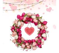 Valentine Door Wreath - Romantic Heart Artificial Flowers for Front Door Decor | Valentine Wreath for Indoor Outdoor Garden Patio Yard Wall Window Entryway Farmhouse Hotel Seasonal Display