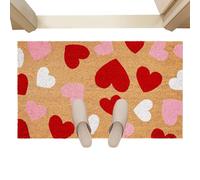 Valentine Entryway Rug - Polyester Non Slip Heart Theme Doormat | Festive Indoor Outdoor Floor Decor, Stylish Porch Patio Welcome Accent, Holiday Celebration Cover Romantic Floor Design for Ho