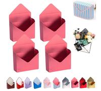 Valentine Envelope Boxes, Valentines Day Red Envelope Gift Box, Florist Bouquet Envelopes Boxes, Folding Hand Hold, for Valentine's Day, Birthday Party Decoration Supplies (G,4pcs)