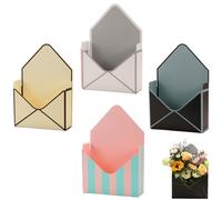 Valentine Envelope Boxes,Valentines Day Red Envelope Gift Box,Romantic Foldable Flower Wrapping Paper Box,Double-Sided Laminated Thickened Flower Bouquet Gift Boxes (4C)