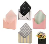 Valentine Envelope Boxes,Valentines Day Red Envelope Gift Box,Romantic Foldable Flower Wrapping Paper Box,Double-Sided Laminated Thickened Flower Bouquet Gift Boxes (4E)