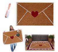 Valentine Envelope Heart Door Mat - Red Love Artificial Coir Rug, Non-Slip Wear-Resistant Indoor/Outdoor Welcome Home Decor (15.7 * 23.6 in)