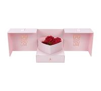 Valentine Favor Box - Romantic Gift Drawer Case, Heart Theme Storage Box, Ribbon Tied Decorative Container | Stylish Valentines Day Present For Girls Wedding Birthday Events