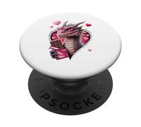 Valentine Heart Dragon with Chocolate Love PopSockets PopGrip Adhésif