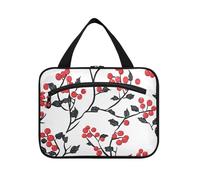 Valentine Holly Berries Trousse de toilette de voyage à suspendre avec crochet, trousse de maquillage essentielle à suspendre pour femme, accessoires de voyage pour femme, bolsas de salle de bain para